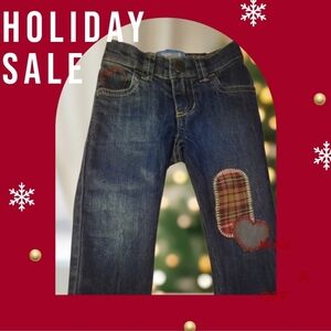 Old Navy Skinny Blue Jeans Patches, Elastic Waist, Size 12-18 Months